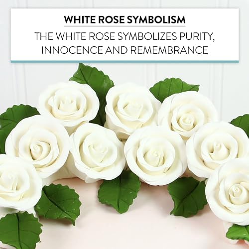 Global Sugar Art Premium Edible Roses, White, Unwired, Medium 1.5 inches, 12 Count by Chef Alan Tetreault