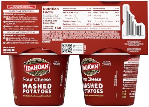 Idahoan Four Cheese Instant Mashed Potatoes 1.5 oz Cup, (24 count)