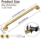 Shower Grab Bar, 2 Pack 32 Inch Gold Bathroom Grab Bar, 1.25" Diameter 304 Stainless Steel Anti-Slip Grab Bars for Bathtubs and Showers, Handicap Shower Grab Bar for Seniors Elderly
