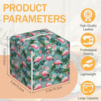 Tropical Palm Leaf Flamingo 2 Pcs Tissue Box Cover Square Leather Tissue Case Holder Facial Paper Organizer Decorative for Bathroom Kitchen Car Office Home Decor