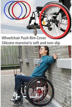 Wheelchair Push Rim Covers, Rear Wheel Sports Wheelchair Cover, Silicone Hand Push Cover, Non-Slip, Wear-Resistant, Improve Grip and Traction (Color : Purple, Size : 24inch)
