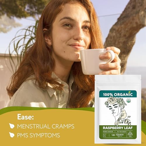Organic Raspberry Leaf Tea Bags (40 TeaBags) - Red Rasberry Leaf Tea for Womens Cramps, Hormone Balance, Fertility – Te de Hoja de Frambuesa Roja