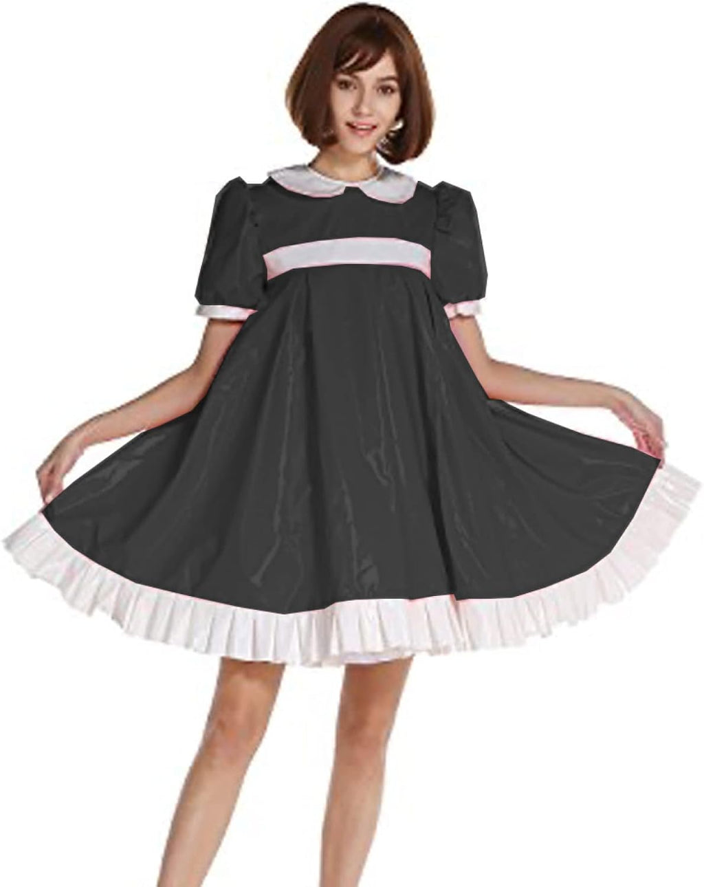 Dress Plus Size PVC Uniform Black Women Dress 7XL Party,Black,XXL