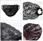 2 Pack Single Layer Lace Mask Sunscreen Masks Mesh Hollow Face Shield Mask Half Face Cover Travel Mask for Women and Girls(Black+White)