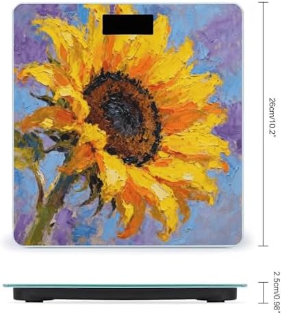 Yellow Sunflower Body Weight Scale Accurate Stable Digital Bathroom Scale Safe Anti-Slip Home Scale with LCD Display, Anti-Slip Base & Safe Rounded Edge Design for Home Use
