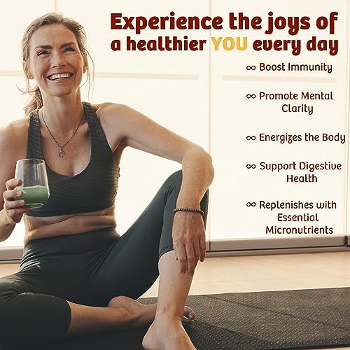 Superfood Powder, Blue Green Algae Based Green Juice Powder with 28 Organic Superfoods, No Fillers or Grasses, Energy & Longevity, Low Temp Dehydrated Greens (34 Servings)