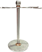 Luxury Razor and Brush Stand, The Admiral by VIKINGS BLADE, Ancient Viking Look with Heavy Distressed Stainless Steel & Brass, Extra Wide Openings, Fits Most Razors and Brushes