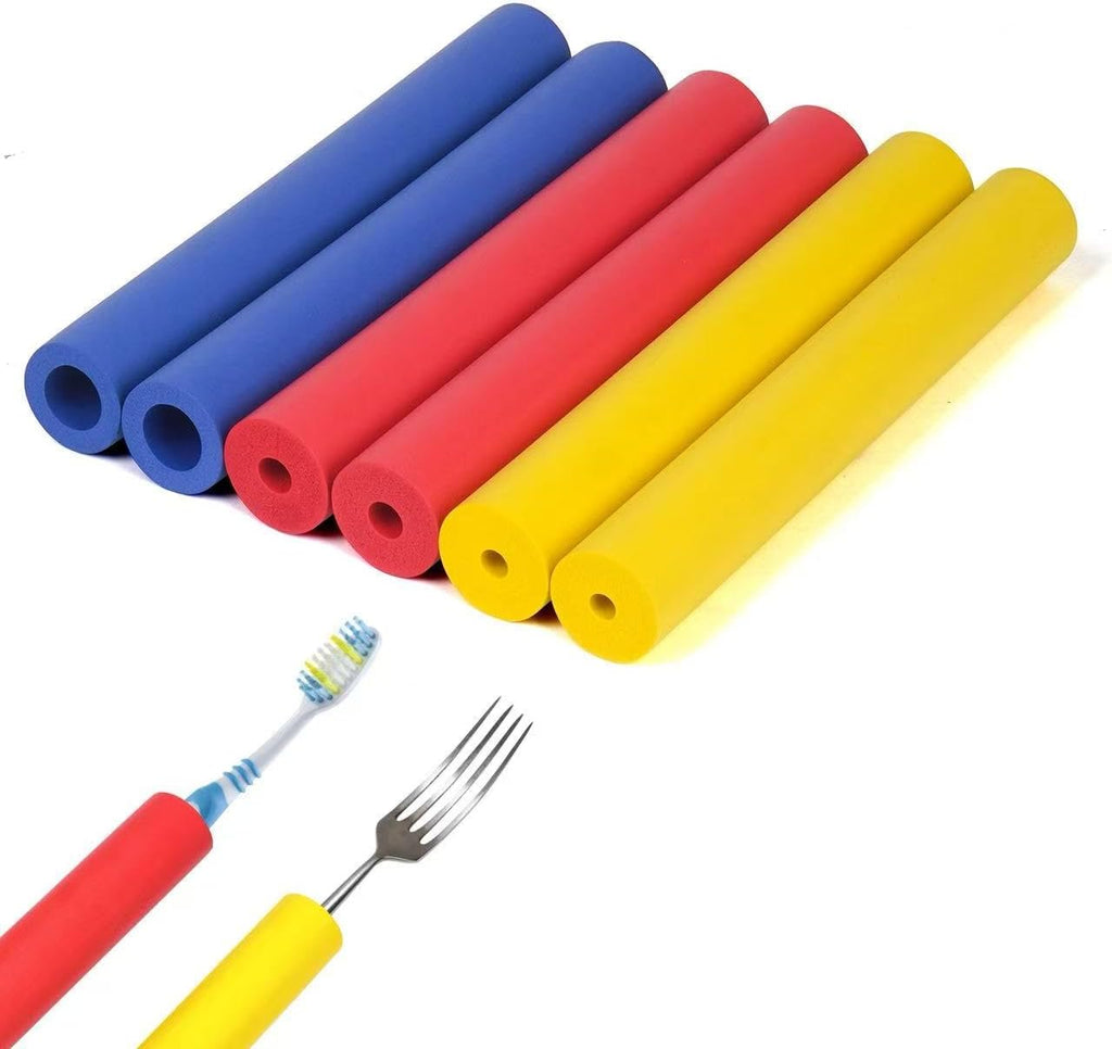 6PCS Foam Grip Tubing 6pcs Adaptive Utensils Grip Tubing, Extended Thickened Built Up Grip Aid for Utensils, Tools and Pens for Elderly, Disabled, Arthritic, Handicapped