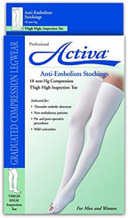 Activa Anti-EMB 18 mmHg Thigh High Closed Toe Stockings, Beige, Medium