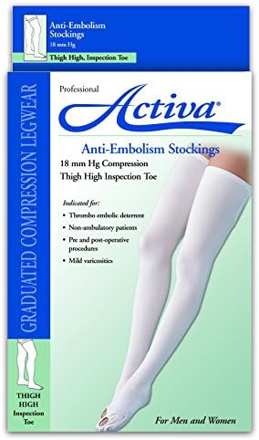 Activa Anti-EMB 18 mmHg Thigh High Closed Toe Stockings, Beige, Medium
