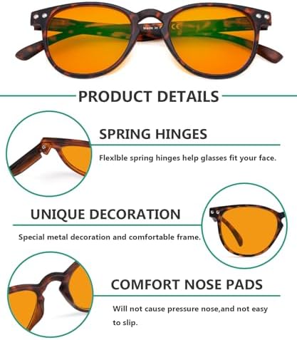 Eyekepper 5 Pack Orange Tinted Reading Glasses Blue Light Blocking Readers Computer Eyeglasses +0.00