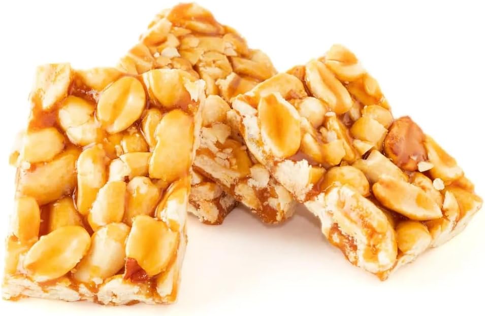 NY Spice Shop Peanut Honey Bars - 1 Pound Roasted Peanut Crunch Candy Bars - Sweet and Salty Snack Squares - Traditional Brittle Style Confection - Honey Coated Nut Bar Pieces