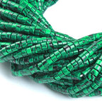 150pcs 2x4mm Green Malachite Tube Shape Beads Loose Flat Round Cylinder Flat Spacer Green Stone Beads for Bracelet Earrings Jewelry Making