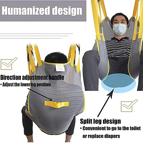 Toileting Patient Lift Sling with Head Support, Universal Mesh Bath Patient Lifting Hoist Sling Divided Leg Shower Sling for Hospitals Homes and Nursing Homes (Size : L)