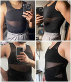 Nebility Mens Compression Shirt for Gynecomastia - Slimming Undershirts Body Shaper Vest Mesh Shapewear Workout Tank Tops