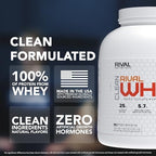 RIVAL NUTRITION Clean Rival Whey Pure Chocolate Protein Powder I Whey Isolate Primary Source I 5.02 Lb, 68 Servings I No Artificial Flavors or Colors I 25g Protein Per Scoop | Muscle Recovery