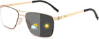 Viseng Photochromic Aviator Reading Glasses for Men and Women Metal Ultralight Flexible Anti Glare UV Ray Filter Readers
