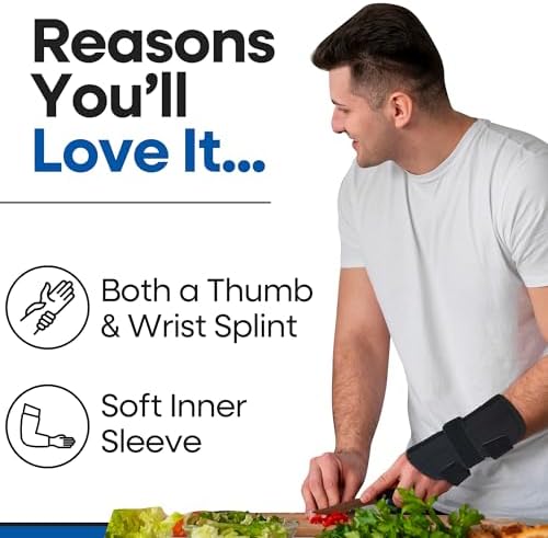 Thumb Splint & Wrist Brace | Carpal Tunnel Wrist Splint with Trigger Thumb Brace Spica | Stabilizer & Support For Tendonitis Pain, Arthritis, CMC, Tenosynovitis, De Quervain Women Men SM/MED RIGHT HAND
