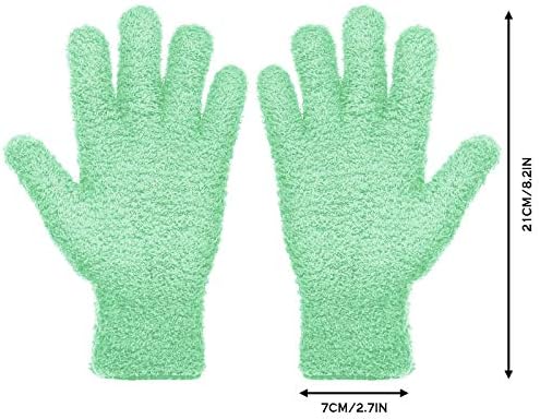 Patelai 2 Pairs Microfiber Gloves for plants Dusting Cleaning Glove Mittens House Cars Blinds Dusting(Blue, Grass Green,Large)