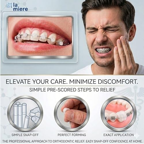 LA MIERE Braces Wax, Orthodontic Wax, 2 Boxes Precut Transparent Unscented Wax, for Brackets and Wires, Irritation Relief, Individually Wrapped