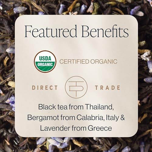 Rishi Tea Earl Grey Lavender Loose Leaf Pure Black Tea - Organic with Bergamot Oil and Lavender Flowers, Energizing & Caffeinated - 4 Ounces, 12+ Servings
