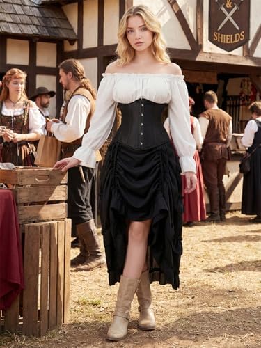 Kranchungel Corset Tops for Women: Lace Up Bustier – Pirate & Renaissance Costume, Halloween Outfit, Party & Photoshoots