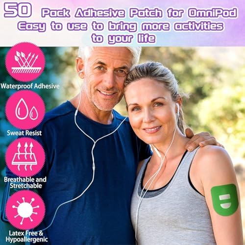 30pcs Adhesive Patches for Omnipod 5, 10 Colors Waterproof Sweatproof Breathable Overpatches Ultra-Slim Sensor Covers Stickers with Strap CGM Tape for Omnipod 5 Users