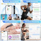 Smart Bracelet for Women, Health Activity Fitness Trackers, 24/7 Heart Rate, Blood Oxygen & Stress Monitor, 24H Sleep Tracker, Smart Wristband with Free APP 2 Bands, Black