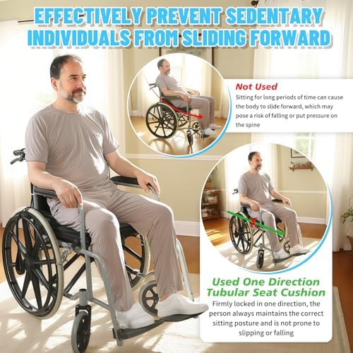 One Way Transfer Support Seat Cushion - Non-Slip Fall Prevention Pad for Elderly/Disabled Use on Wheelchairs, Chairs, Beds, and More - 17"x17"