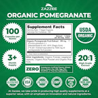 Zazzee USDA Organic Pomegranate 20:1 Extract, 40% Ellagic Acid, 100 Vegan Capsules, 3+ Month Supply, Punica Granatum, Antioxidant, Immune & Polyphenol Support, All-Natural, Non-GMO, Made in the USA