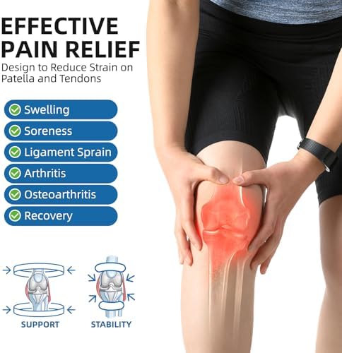 CAMBIVO Patella Tendon Support Knee Strap with Gel Pad and Side Stabilizers, Lightweight Knee Brace for Women and Men, Adjustable Knee Support for Knee Pain Relief, Running, Workouts (Gray, L/XL)