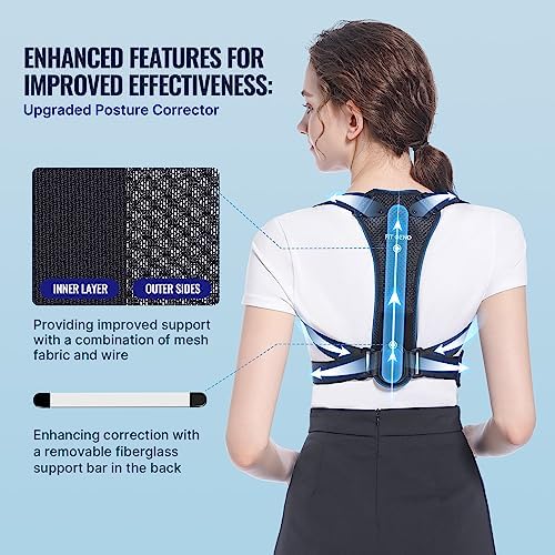 Fit Geno Posture Corrector for Petite Women and Men: Adjustable Upper Back Brace - Improve Posture Correct Hunchback Slouching Invisible Under Clothes (X-Small/Small)
