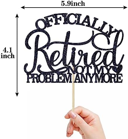 Officially Retired Cake Topper, Happy Retirement, The Legend Has Retired, Retirement Party Decorations Supplies - Black Glitter