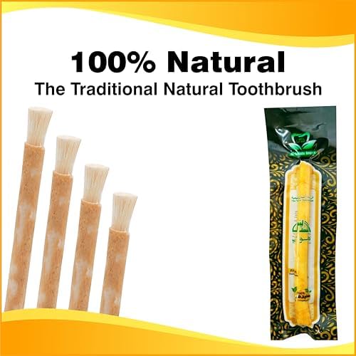 Al Sudais Miswak Natural Toothbrush Pack of 12 | Natural Toothbrush for Teeth Whitening, Oral Health, Fresh Breath, Siwak Stick Organic Wooden Vacuum Sealed Tooth Brush, Miswak Sticks for Teeth Sewak