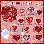 56PCS Edible Crystal Heart Cupcake Toppers Wafer Paper Red Diamond Heart Cupcake Picks Be Mine Cake Decor for Valentine's Day Theme Engagement Party Decoration Supplies