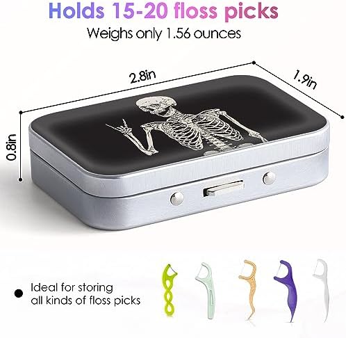 Dental Floss Portable Case, Easy to Store Floss Picks of Various Sizes, Portable Dental Floss Dispenser is Perfect for Travelling, Hotels, Dinners, Appointments.Human Skeleton