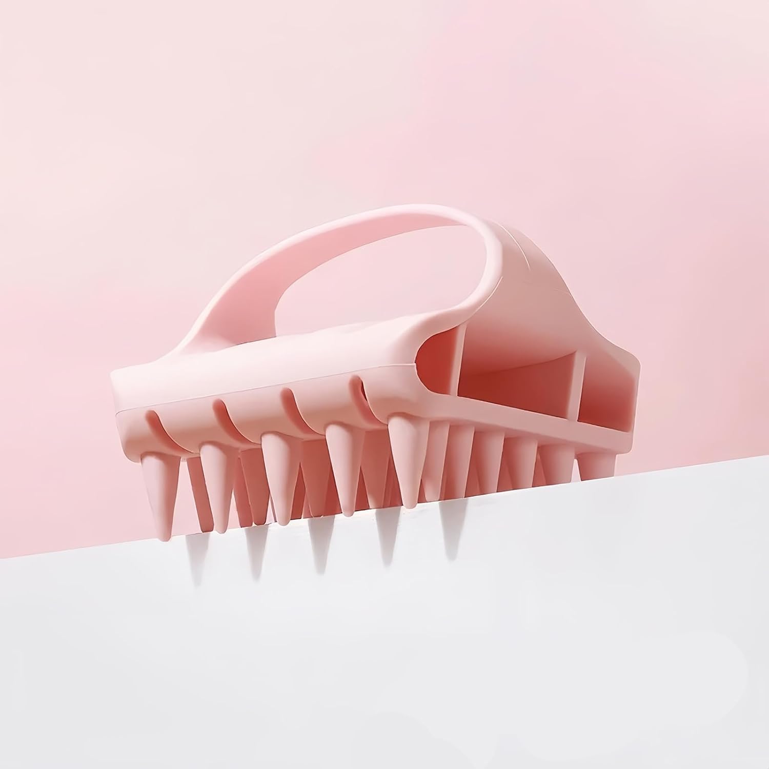 Gentle Silicone Scalp Massager - Soft Scalp Scrubber Brush for All Hair Types, Wet & Dry Use Head Massage Tool for Stress Relief (Pink)