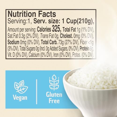 Premium Instant Rice | Sticky Sushi Rice | 0 Trans Fat/ 0 Cholesterol/ 0 Sodium | Ready in 90 Secs | Gluten-Free | Healthy Sticky White Rice Bowls (Bap) – [WHITE Rice |12 Pack] | Long Shelf Life - O'Food