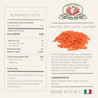 Rustichella d'Abruzzo Organic Red Lentil Sedanini, Gluten-Free Pasta Made with 100% Flour, Rich in Protein, Perfect for Bold Sauces & Creative Dishes, GMO-Free, Vegan, 250g, 3-Pack