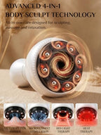Electric Cupping Massager for Body with Suction, Microcurrent, Red Light & Heat, Lymphatic Drainage Massager, 12 Intensity Body Sculpting Machine, Cellulite Massage Tool for Arms Legs Waist Back-White