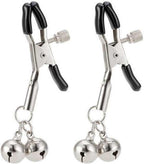 Nipple Clamps for Women Two Bells Pendant Nipple Clips Adjustable Body Clamps Non-Piercing Body Jewelry (Silver)