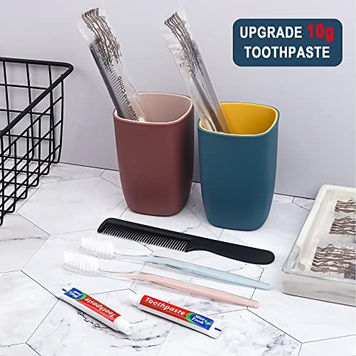 50 Pack Disposable Toothbrushes with Toothpaste and Comb for Homeless Individually Wrapped,10g Travel Toothpaste,7inch Black Hair Comb, Toothbrush for Hotel,AirBnb,Shelter,Charity