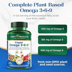 Purity Products Omega 3-6-9 Vegan and Vegetarian Formula - “5 in 1” Essential Fatty Acid Complex - Scientifically Formulated Plant-Based Omega 3 6 9 Essential Fatty Acids (EFA) - from (60)
