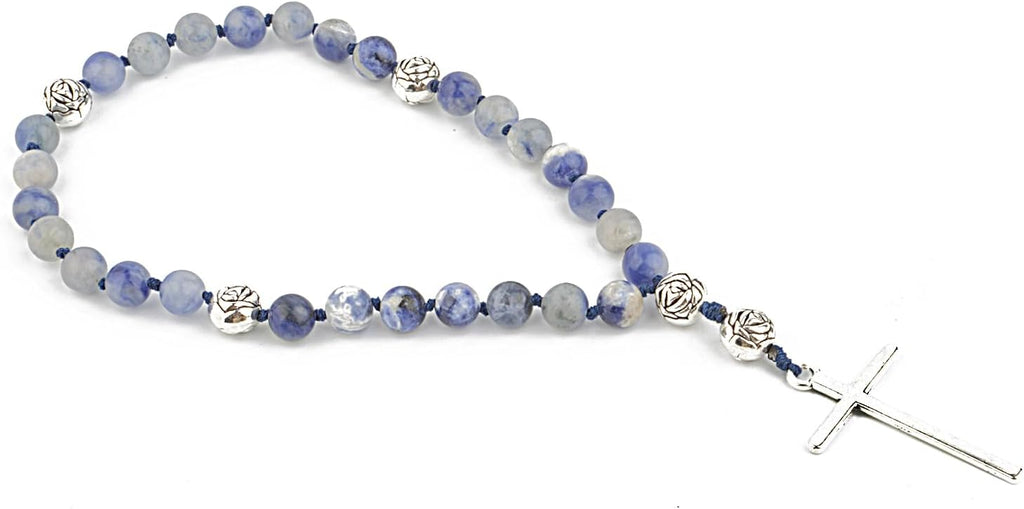 KIKILA Handmade 8mm Anglican Prayer Beads Rosary Natural Stone Beads with Cross Custom Rosary