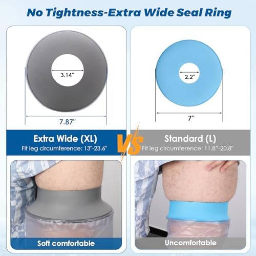 Zoyehoo Waterproof Full Leg Cast Cover for Showering Adult, Extra Long Cast Covers for Shower Leg, Reusable Watertight Shower Protector for Thigh Knee Foot Ankle Surgery Wounds Cast Boot & Brace, XL