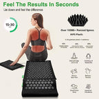 Acupressure Mat and Pillow Set - Full Body Pro Kit for Stress Relief, Muscle Relaxation & Pain Relief - Natural Eco-Friendly Linen & Coconut Fiber Mat - Includes Carrying Bag (Black)