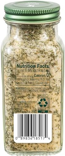 Simply Organic Garlic Salt, 4.7 Ounce Bottle, Perfect Blend of Salt, Garlic and Parsley for any Savory Dish