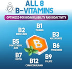 B Complex Vitamins Capsules - Super Complete B-Complex with Vitamin B12 B6 B100 C Biotin Folate & Folic Acid for Immune & Energy Support - Supplement for Heart, Brain, & Nerve Support - 120 Capsules