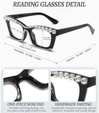 Hubeye Oprah Style Reading Glasses for Women Men Blue Light Blocking Computer Square Readers with Spring Hinge