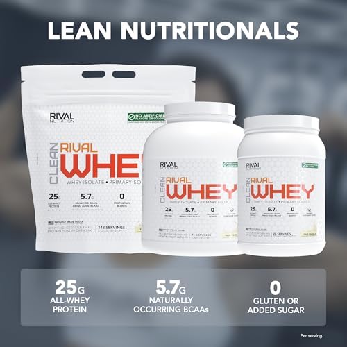 RIVAL NUTRITION Clean Rival Whey Pure Chocolate Protein Powder I Whey Isolate Primary Source I 5.02 Lb, 68 Servings I No Artificial Flavors or Colors I 25g Protein Per Scoop | Muscle Recovery